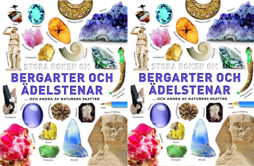Olika ädelstenar och mineraler.