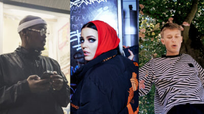 Ett collage med artisterna Guleed, Miriam Bryant och Victor Leksell